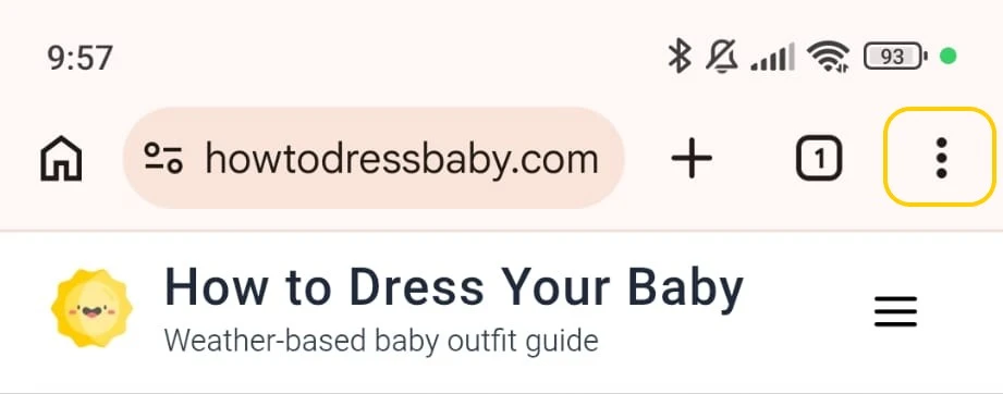 Chrome menu on Android